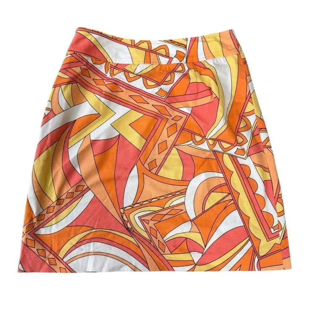 Talbots vintage cotton stretch retro Print A Line Skirt Womens size 4